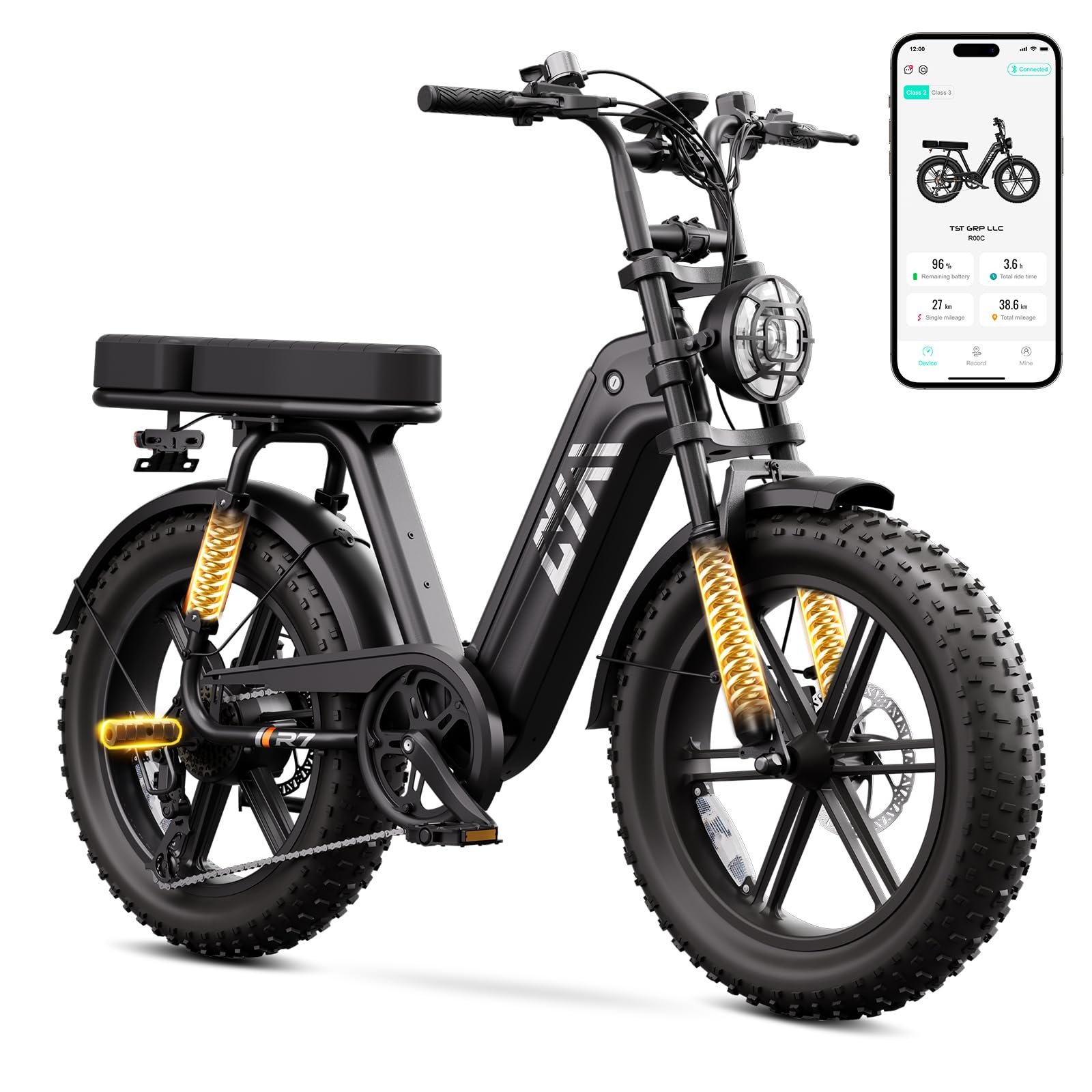 7124yV9Rd5L TST Electric Bike for Adults, 48V 15Ah Battery for Urban Cycling, R7 Black - Image 1