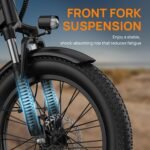 URLIFE Fat Tire Electric Bike, 48V 13Ah Battery, Up to 80 Miles, 20" x 3.0" Tires, 7-Speed, Black - Image 6
