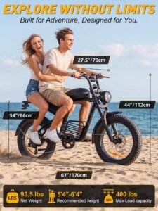 YUCHETX Electric Bike, 1600W Peak Motor, 35 MPH, Up to 60 Miles, 20" Fat Tires, 18.9Ah Battery - Image 8