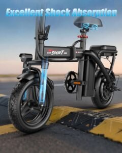 AZHAR Foldable Electric Bike, 1200W Peak Motor, 25 MPH, 45-Mile Range, Dual Suspension, 14" Tires - Image 8