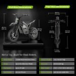 Windone RS5 Electric Dirt Bike, 2200W Peak Motor, 37 MPH, 45-Mile Range, Dual Suspension, Light Green - Image 9