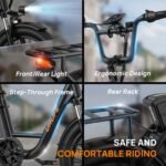 URLIFE Fat Tire Electric Bike, 48V 13Ah Battery, Up to 80 Miles, 20" x 3.0" Tires, 7-Speed, Black - Image 7