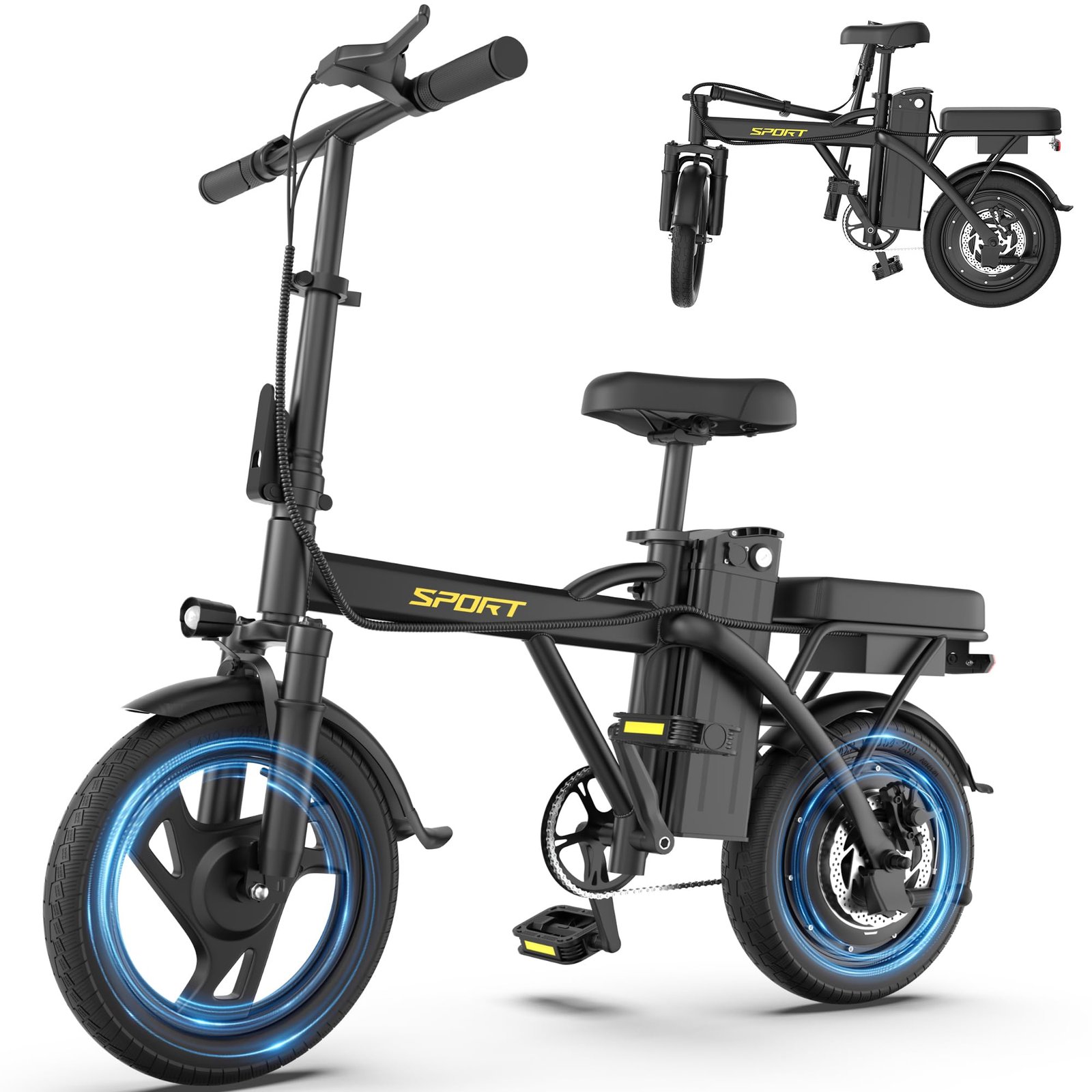 71K1SSwmnjL HQYEX Electric Bike for Adults 14" Mini Foldable Ebike 48V 432Wh Battery - Image 1