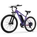 Qlife Racer Electric Mountain Bike, 1000W Peak Motor, 375Wh Battery, 26" Tires, 21-Speed, Purple