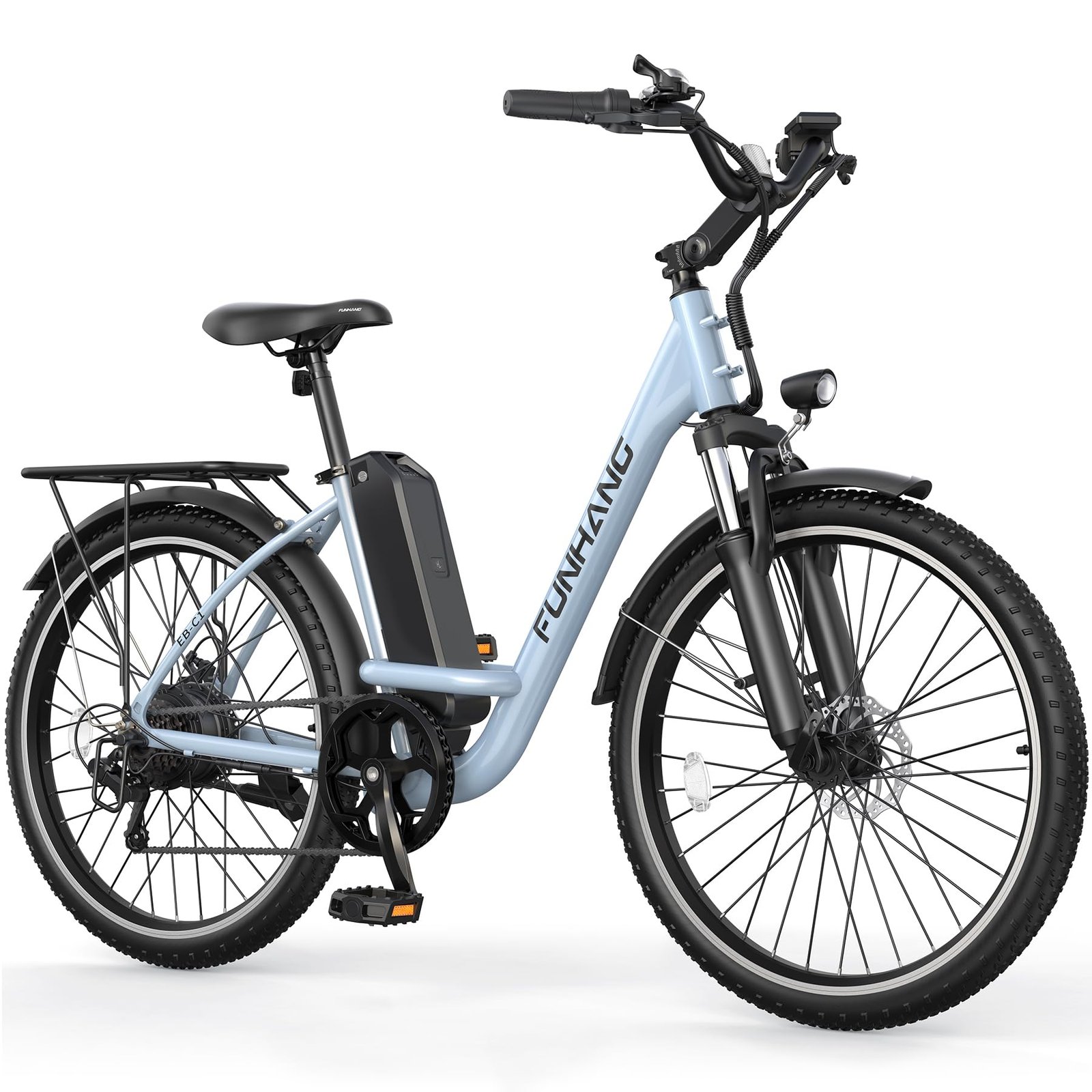 71RCksc848L Funhang 26" City Cruiser Electric Bike, 1000W Peak Motor, 20 MPH, 50-Mile Range, 48V Battery - Image 1