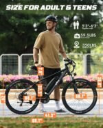 Qlife Racer Electric Mountain Bike, 1000W Peak Motor, 375Wh Battery, 26" Tires, Up to 40 Miles, Black - Image 6