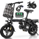 Foldable Electric Bike, 560W Motor, 24 MPH, 32-Mile Range, 48V 10Ah Battery, 14" Wheels & Basket