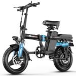 AZHAR Foldable Electric Bike, 1200W Peak Motor, 25 MPH, 45-Mile Range, Dual Suspension, 14" Tires