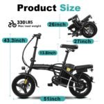 Foldable Electric Bike, 560W Motor, 24 MPH, 32-Mile Range, 48V 10Ah Battery, 14" Wheels & Basket - Image 9