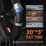 URLIFE Fat Tire Electric Bike, 48V 13Ah Battery, Up to 80 Miles, 20" x 3.0" Tires, 7-Speed, Black - Image 4