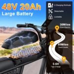 FLIWIN Electric Bike for Adults: 2000W Peak Motor, 48V 20AH Battery - Image 3