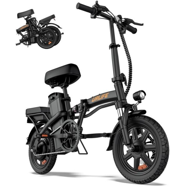 URLIFE Folding Electric Bike, 500W Peak Motor, 20 MPH, 20–40 Mile Range, 14" Wheels