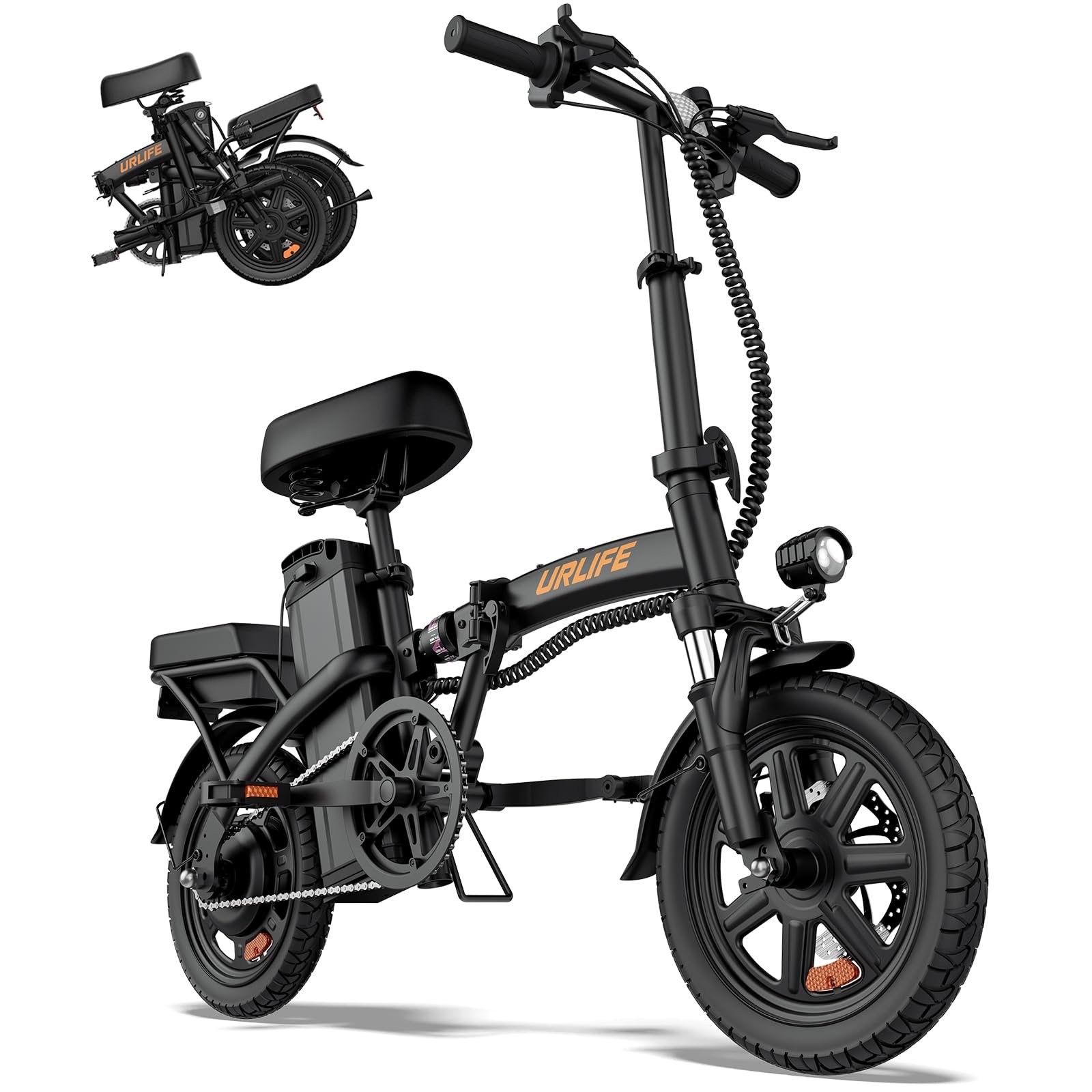 71omqe8ZGlL URLIFE Folding Electric Bike, 500W Peak Motor, 20 MPH, 20–40 Mile Range, 14" Wheels - Image 1