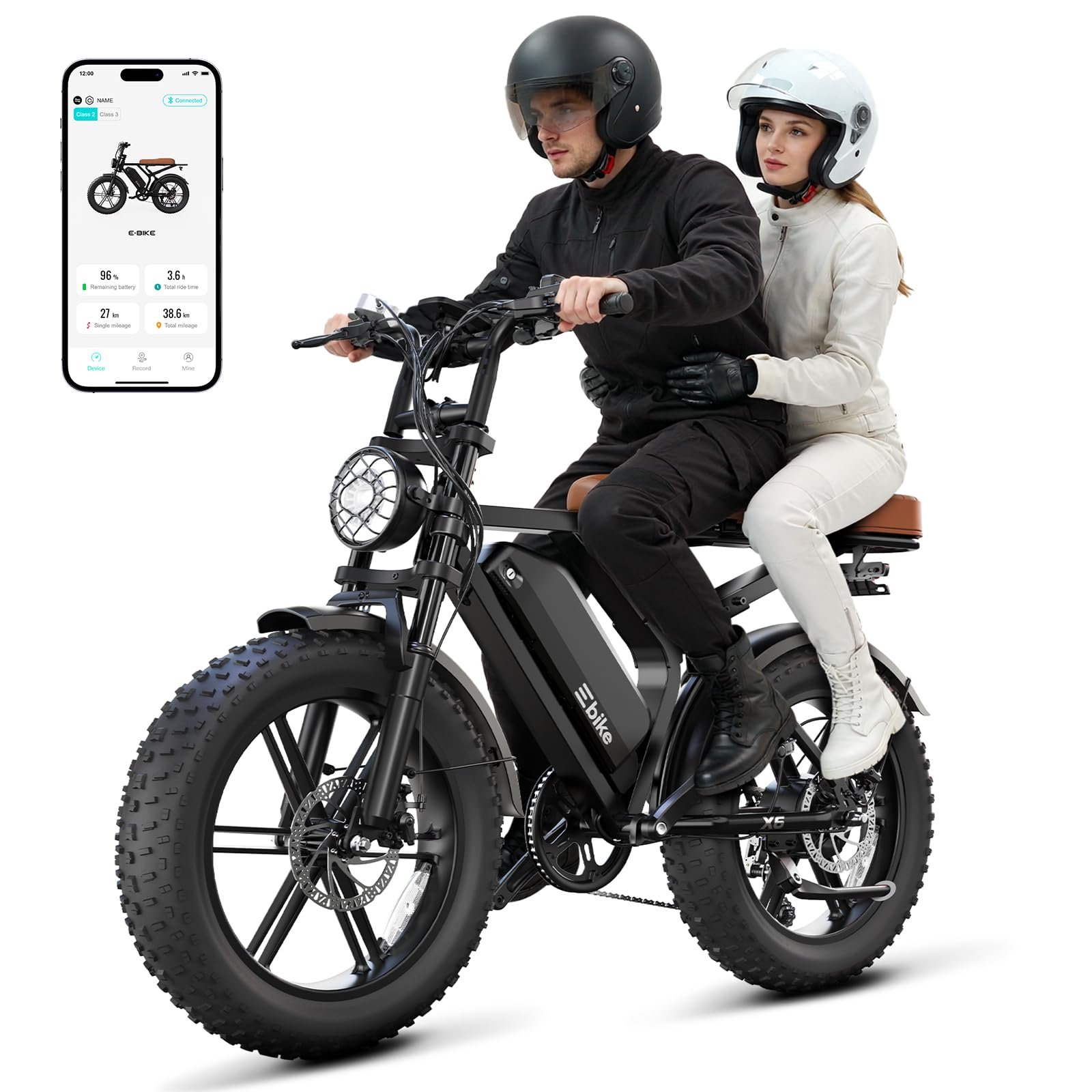71q3ZL4YpcL Electric Bike for Adults,48V15Ah Removable Battery Retro Ebike,Carbon Black - Image 1