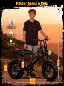 ESKUTE V100 Electric Bike, 1500W Peak Motor, 28+ MPH, Up to 65 Miles, 16" Fat Tires, 48V 13Ah, Black - Image 8