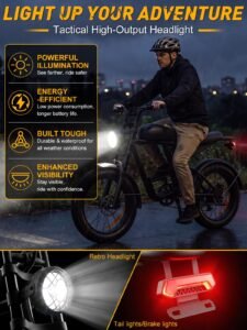 YUCHETX Electric Bike, 1600W Peak Motor, 35 MPH, Up to 60 Miles, 20" Fat Tires, 18.9Ah Battery - Image 6