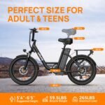 URLIFE Fat Tire Electric Bike, 48V 13Ah Battery, Up to 80 Miles, 20" x 3.0" Tires, 7-Speed, Black - Image 8
