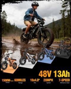 ESKUTE V100 Electric Dirt Bike, 750W Motor, 20+ MPH, Up to 60 Miles, 16" Fat Tires, 48V 13Ah, Pink - Image 2