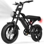 ESKUTE V100 Electric Bike, 1500W Peak Motor, 28+ MPH, Up to 65 Miles, 16" Fat Tires, 48V 13Ah, Black