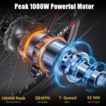 Funhang Electric Mountain Bike, 1000W Peak Motor, Up to 50 Miles, 26" Wheels, 48V Battery - Image 2