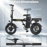 HQYEX Electric Bike for Adults 14" Mini Foldable Ebike 48V 432Wh Battery - Image 9