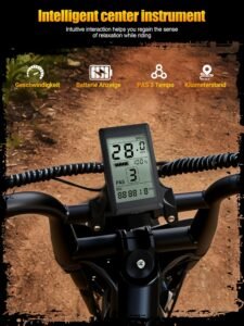 ESKUTE V100 Electric Bike, 1500W Peak Motor, 28+ MPH, Up to 65 Miles, 16" Fat Tires, 48V 13Ah, Black - Image 7