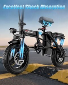 AZHAR Foldable Electric Bike, 1200W Peak Motor, 25 MPH, 45-Mile Range, Dual Suspension, 14" Tires - Image 7