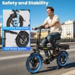 HQYEX Electric Bike for Adults 14" Mini Foldable Ebike 48V 432Wh Battery - Image 4