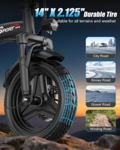 AZHAR Foldable Electric Bike, 1200W Peak Motor, 25 MPH, 45-Mile Range, Dual Suspension, 14" Tires - Image 8