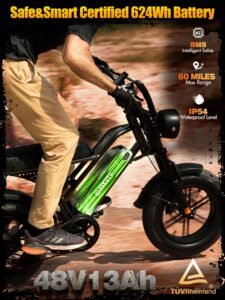 ESKUTE V100 Electric Dirt Bike, 750W Motor, 20+ MPH, Up to 60 Miles, 16" Fat Tires, 48V 13Ah, Pink - Image 4