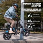 AZHAR Foldable Electric Bike, 1200W Peak Motor, 25 MPH, 45-Mile Range, Dual Suspension, 14" Tires - Image 6