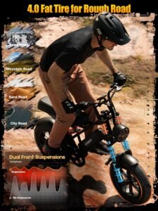 ESKUTE V100 Electric Dirt Bike, 750W Motor, 20+ MPH, Up to 60 Miles, 16" Fat Tires, 48V 13Ah, Pink - Image 5